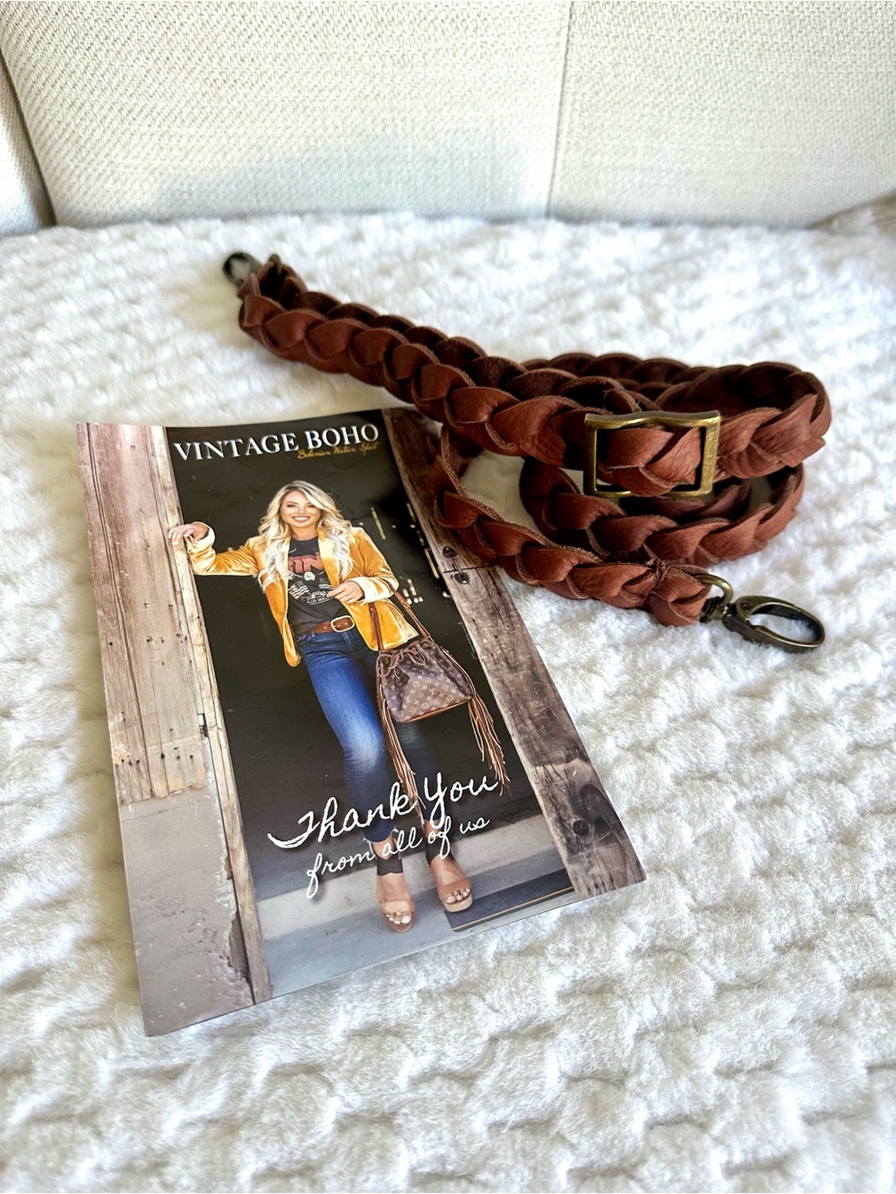 Vintage Boho Bags, Adjustable Braided Brown Leather Bag Strap